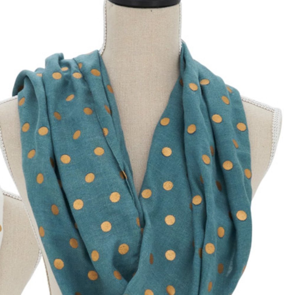 Teal Polka Dotted Ladies Fashion Scarf Wrap Shawl 20x71 inch fun looks